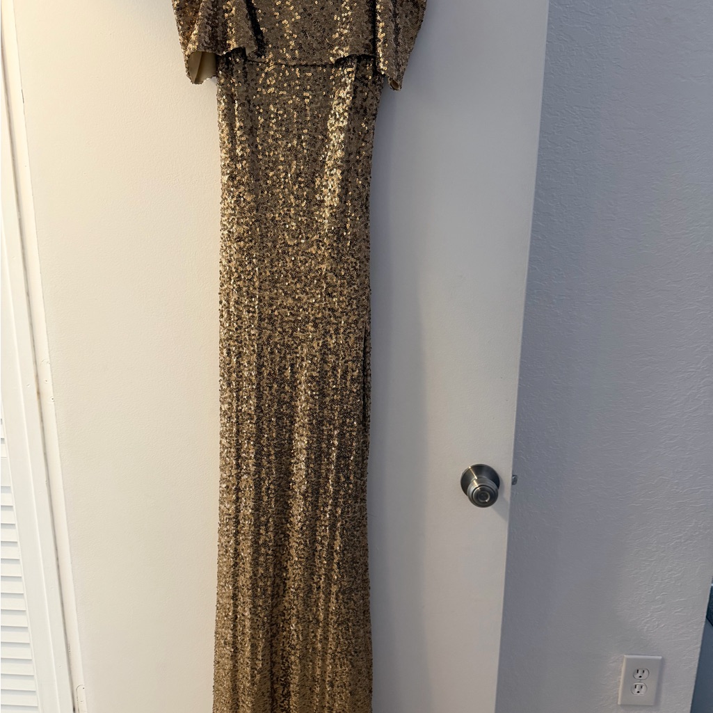 Badgley Mischka Gold Sequin Maxi Dress